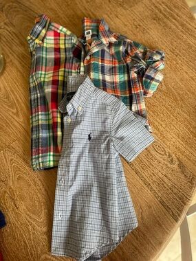 Polo by Ralph Lauren Blue and Multicolor Plaid Kids Button Down Shirts